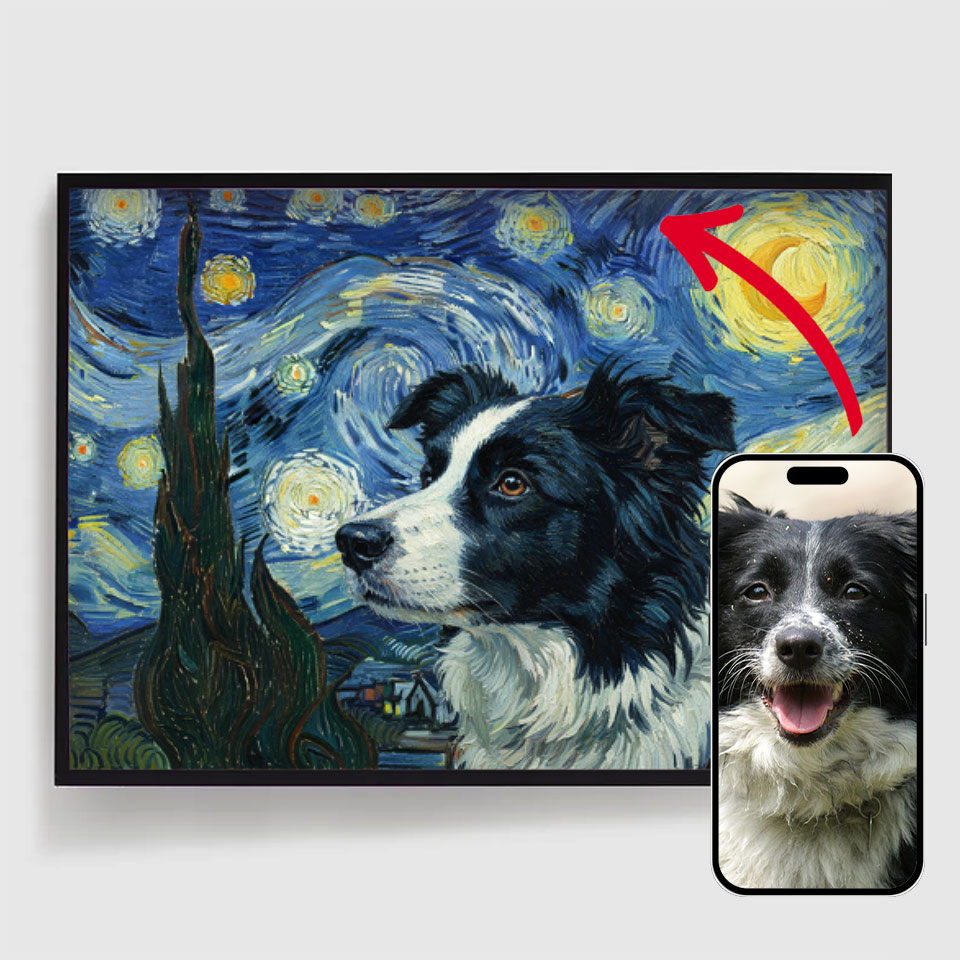 Personlig Poster - Van Gogh Inspirerat Hund- eller Kattporträtt - AI Poster