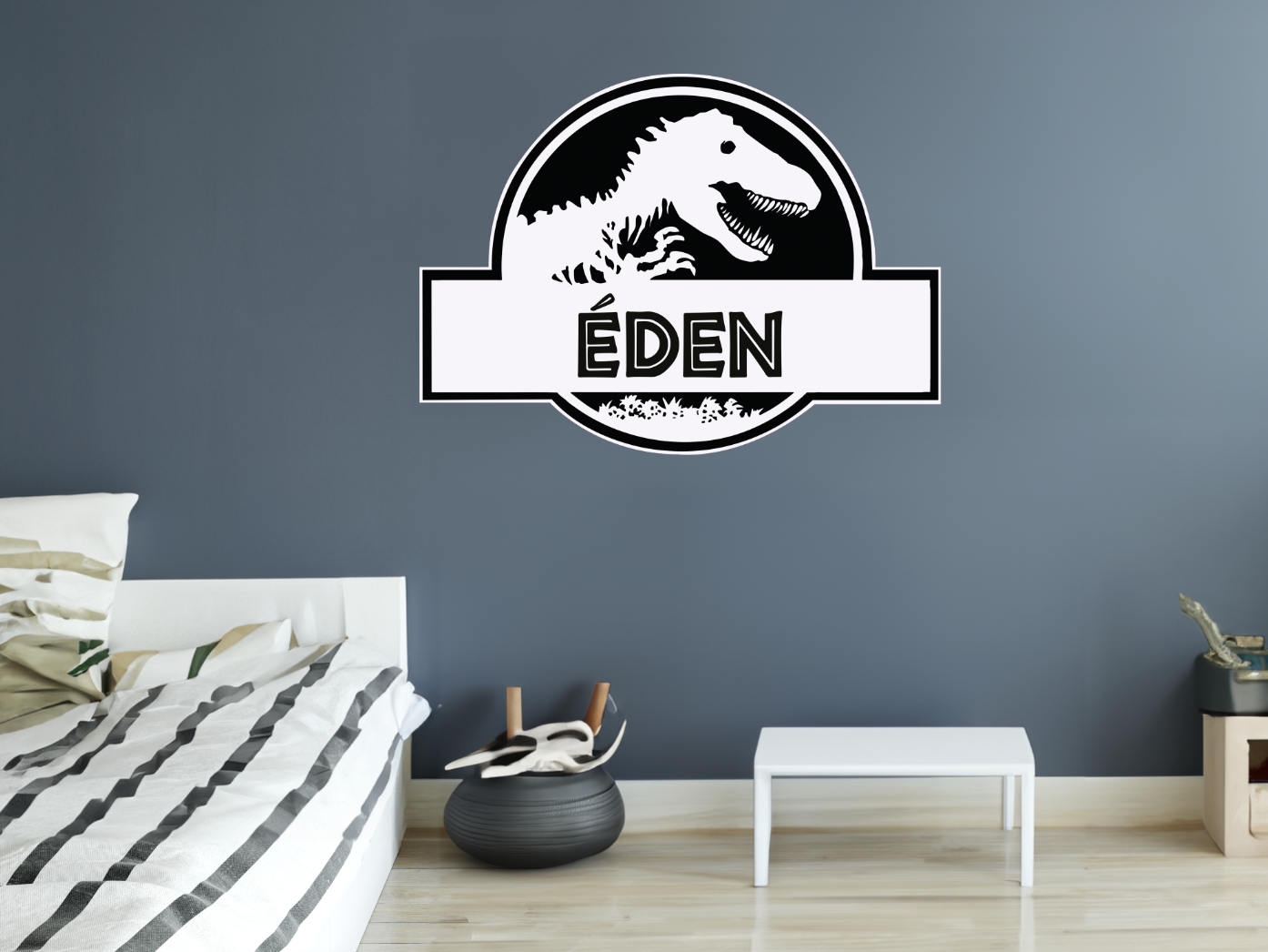 Väggklistermärken - Jurassic Park Dinosaurie / Personlig / Vit Kontur