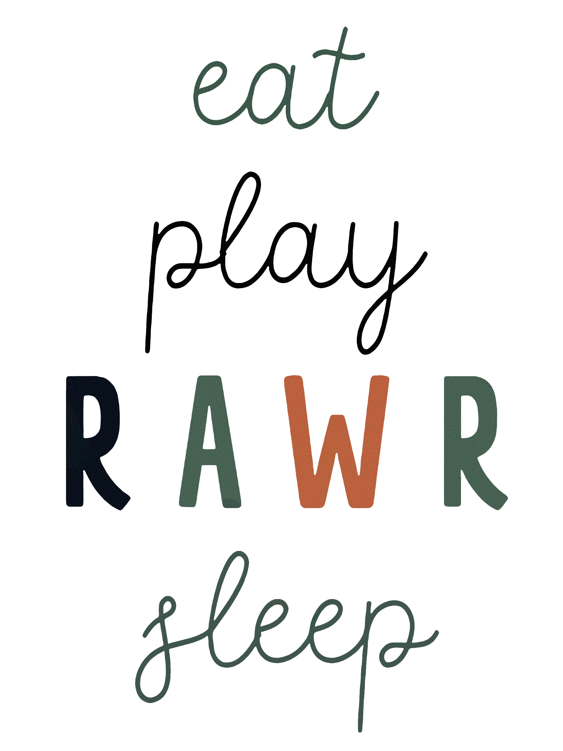 Poster - Eat play RAWR sleep / Dinosaurie