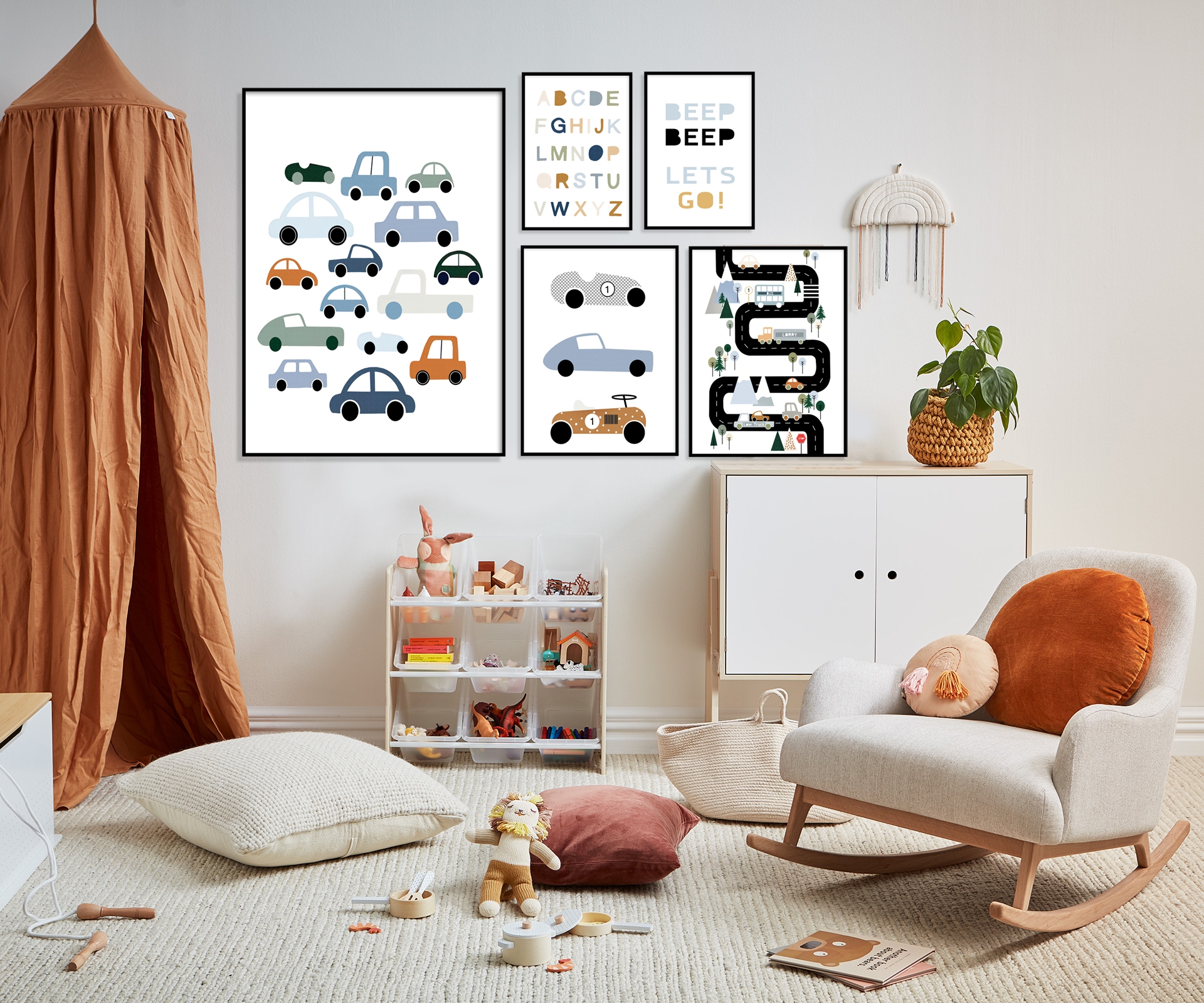 Posters - Bilar och Alfabet / BEEP BEEP LETS GO! / Set om 5