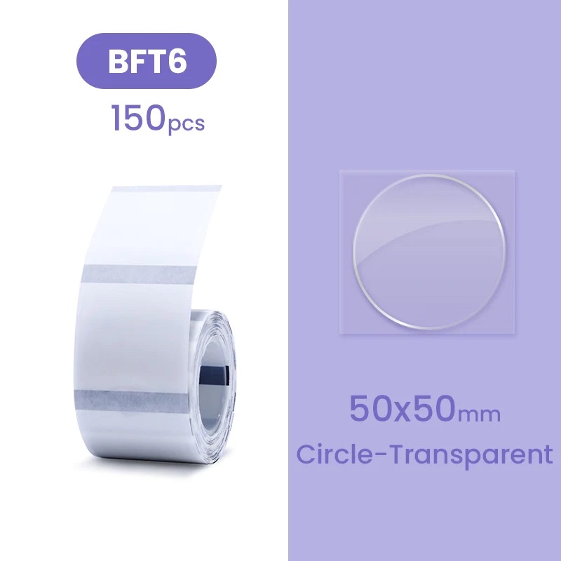 NIIMBOT-etikett för B21 / B1s 50x50 mm 150 st / Rund / Genomskinlig