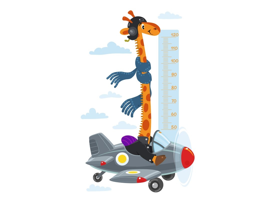 Väggdekal - Giraff i ett plan / höjdmått