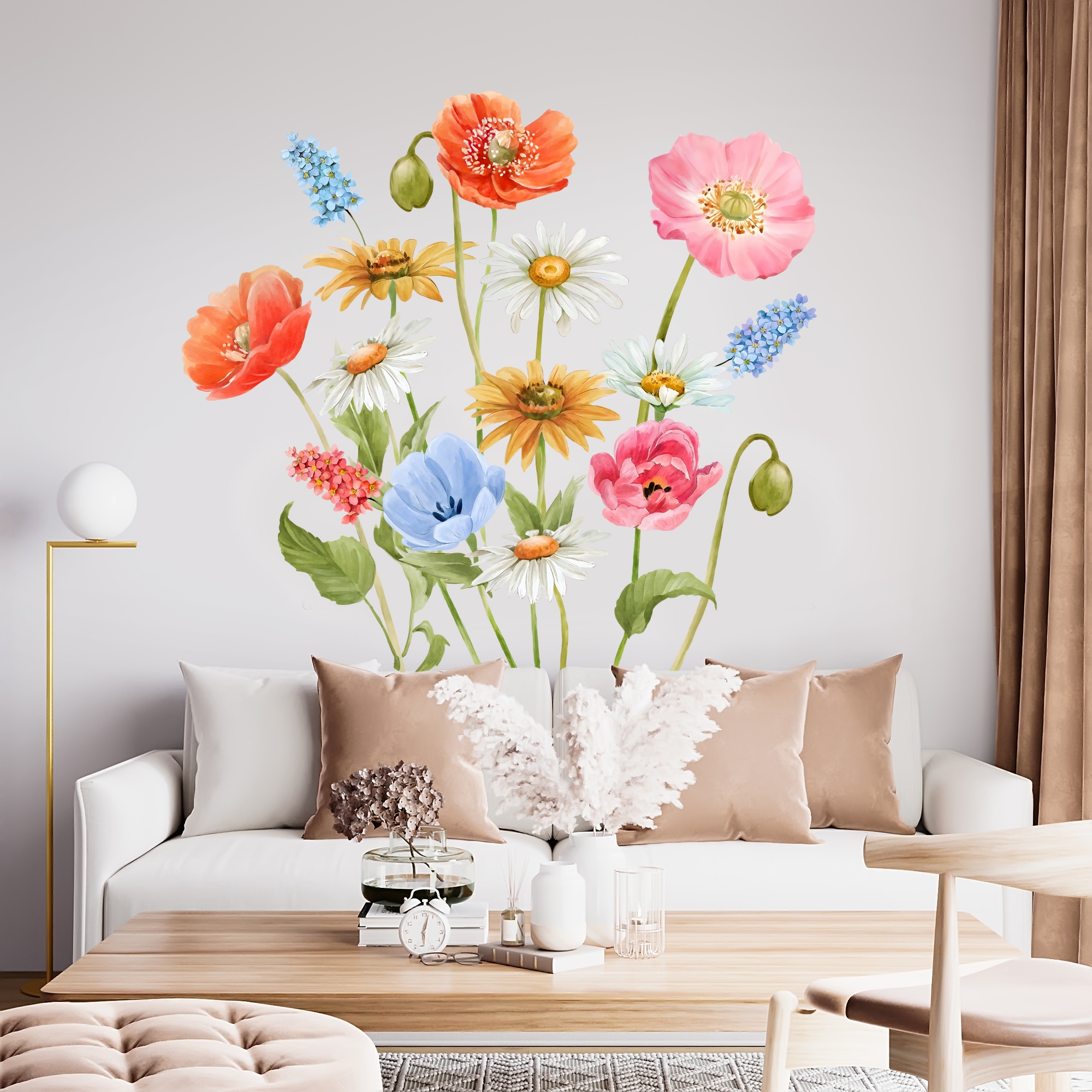 Väggklistermärke - Färgglada vilda blommor