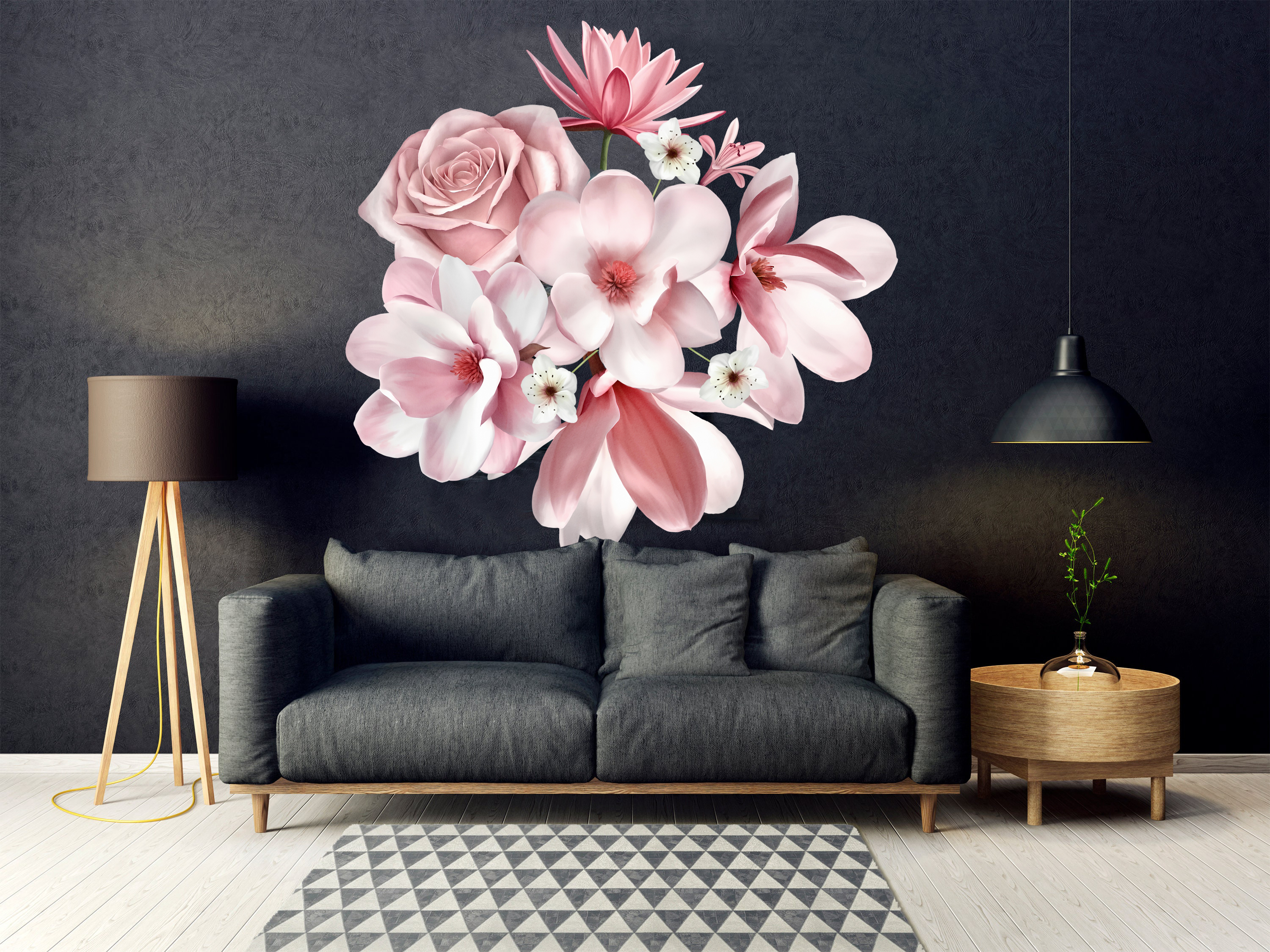 Väggklistermärke - 3D Blommig Rosegold Daisy Lilja orkidéblomma