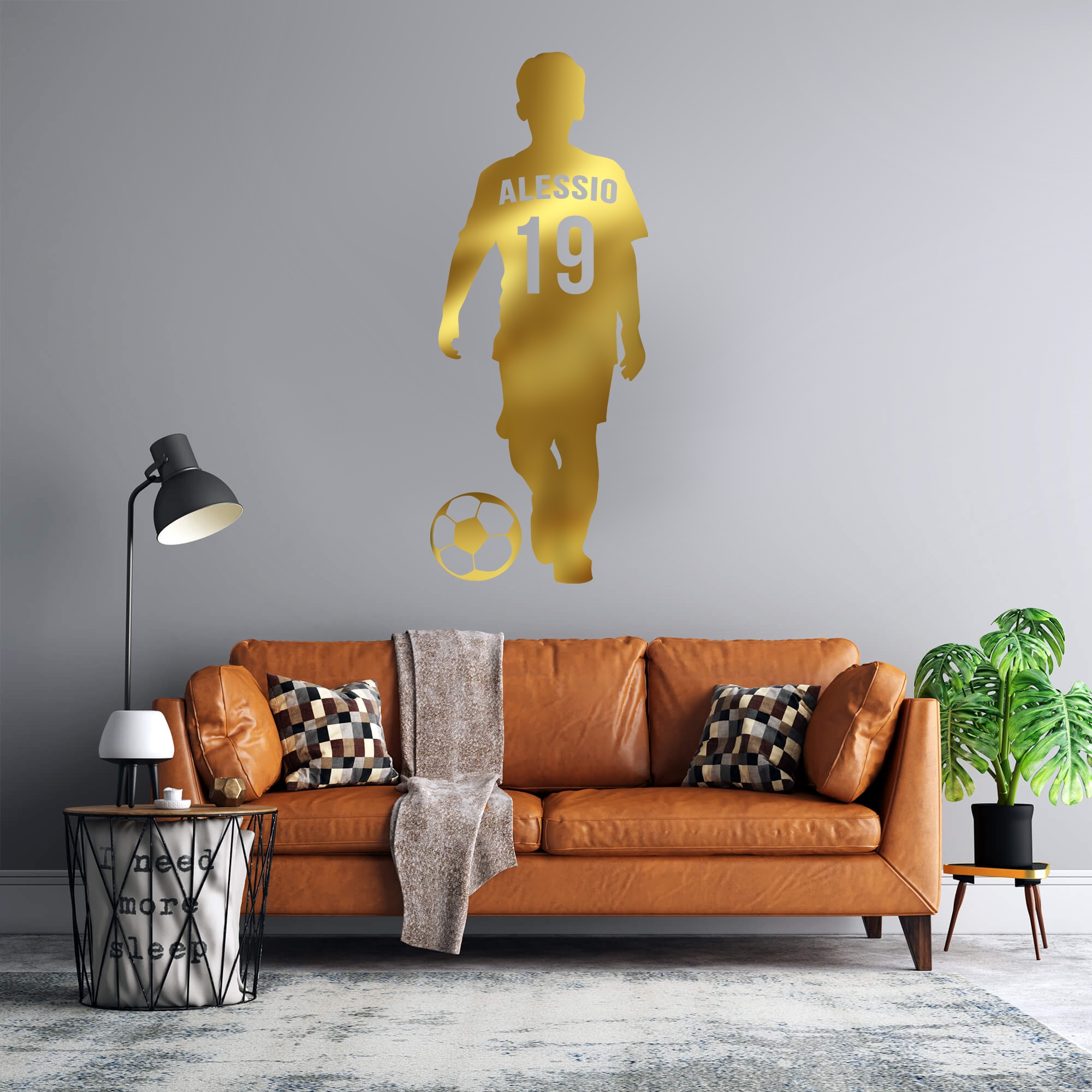 Väggklistermärken - Fotbollsspelare / Personligt namn och nummer / Genomskinlig