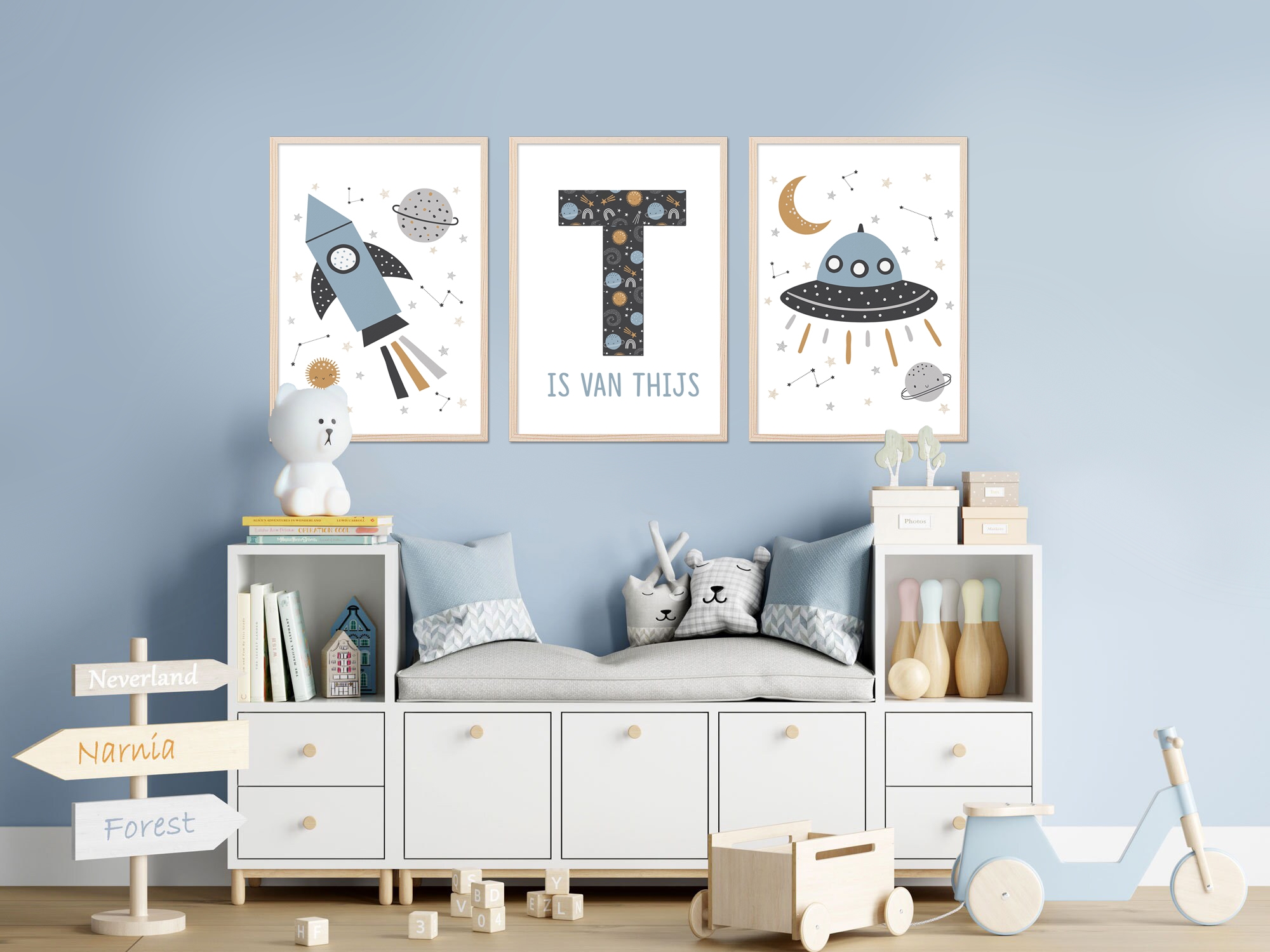 Posters - UFO och Raket / Personlig / Set om 3