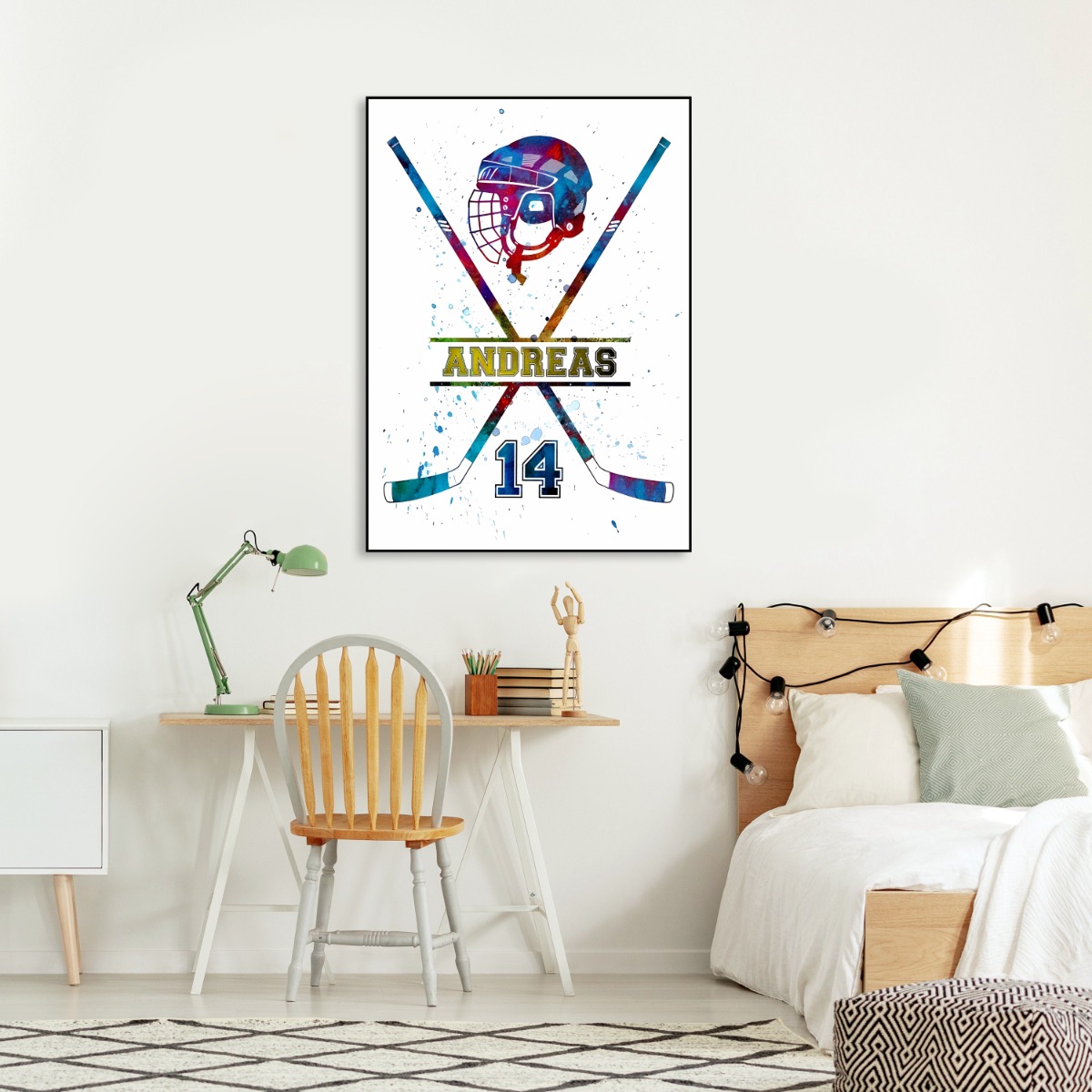 Väggklistermärken - Korsade Hockeyklubbor / Personlig