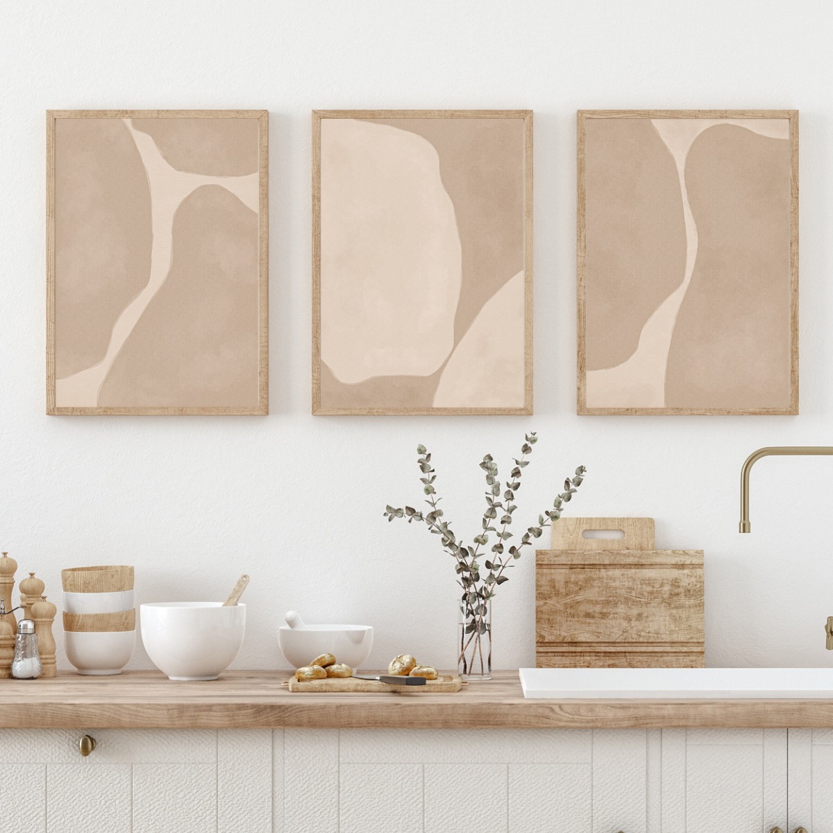 Affischer - Neutral Geometrisk / Set om 3