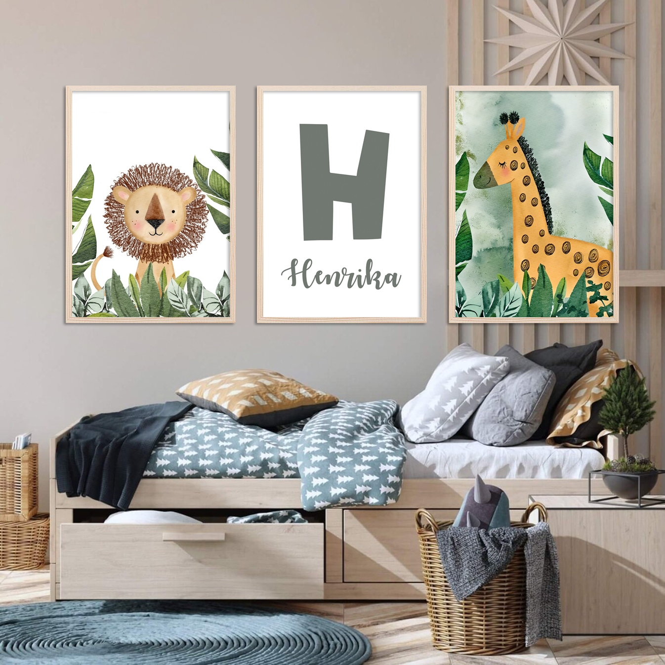 Posters - Lejon och Giraff / Personlig / Set om 3