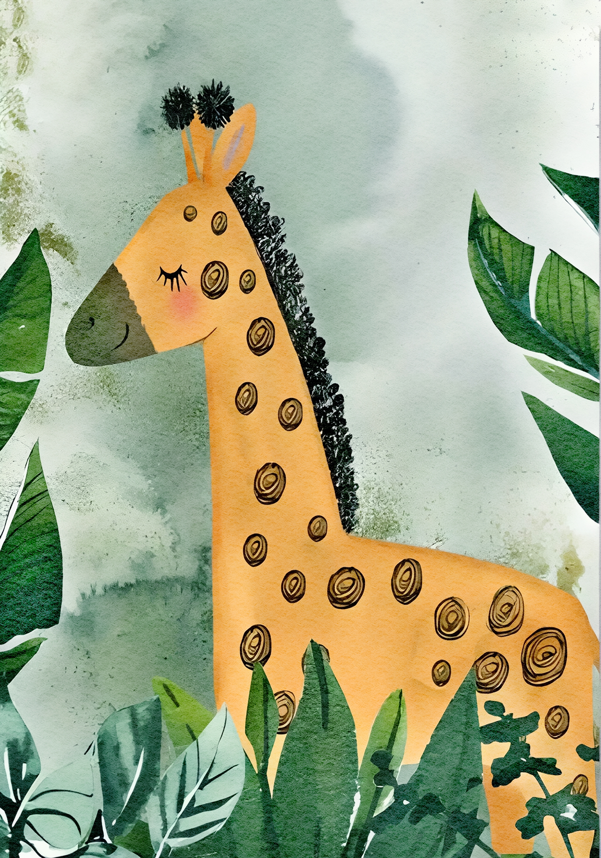 Affisch - Tecknade Giraff