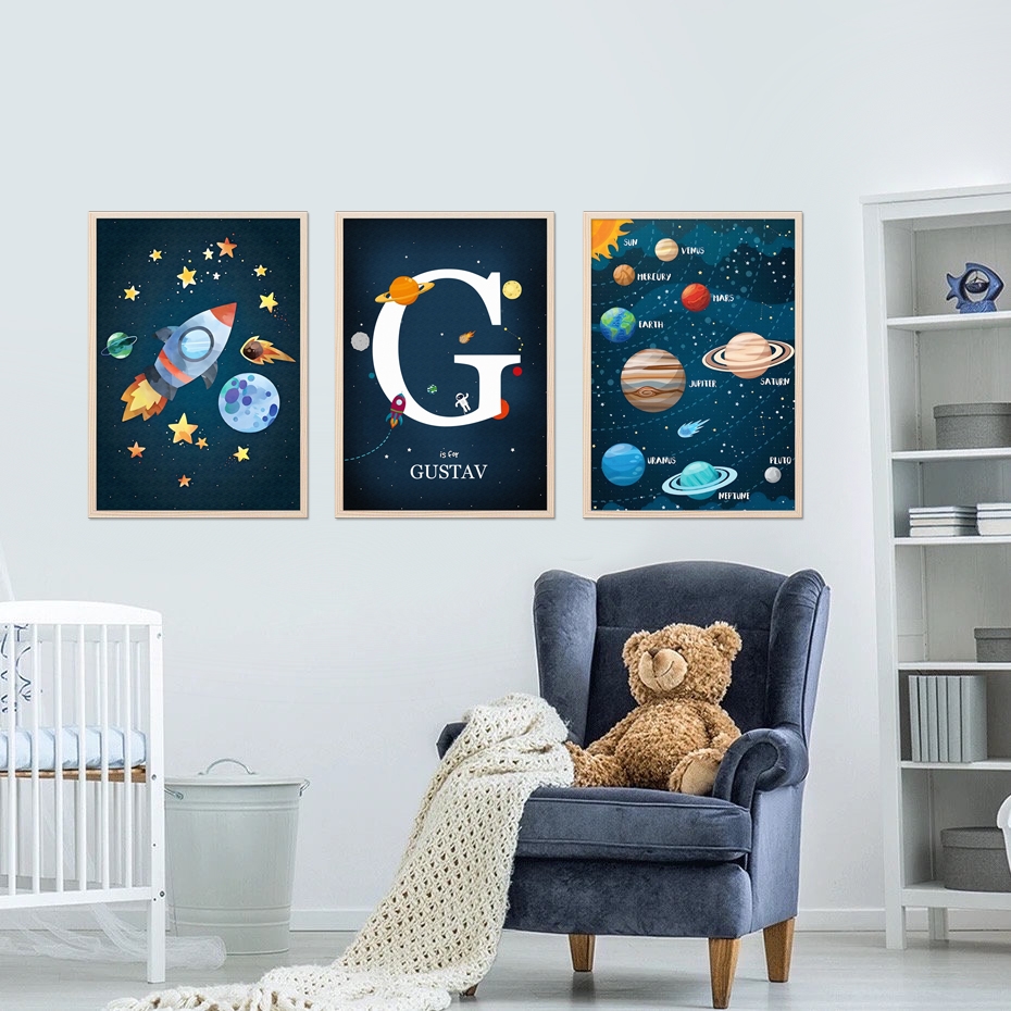 Posters - Raketer och Planeter / Personlig / Set om 3