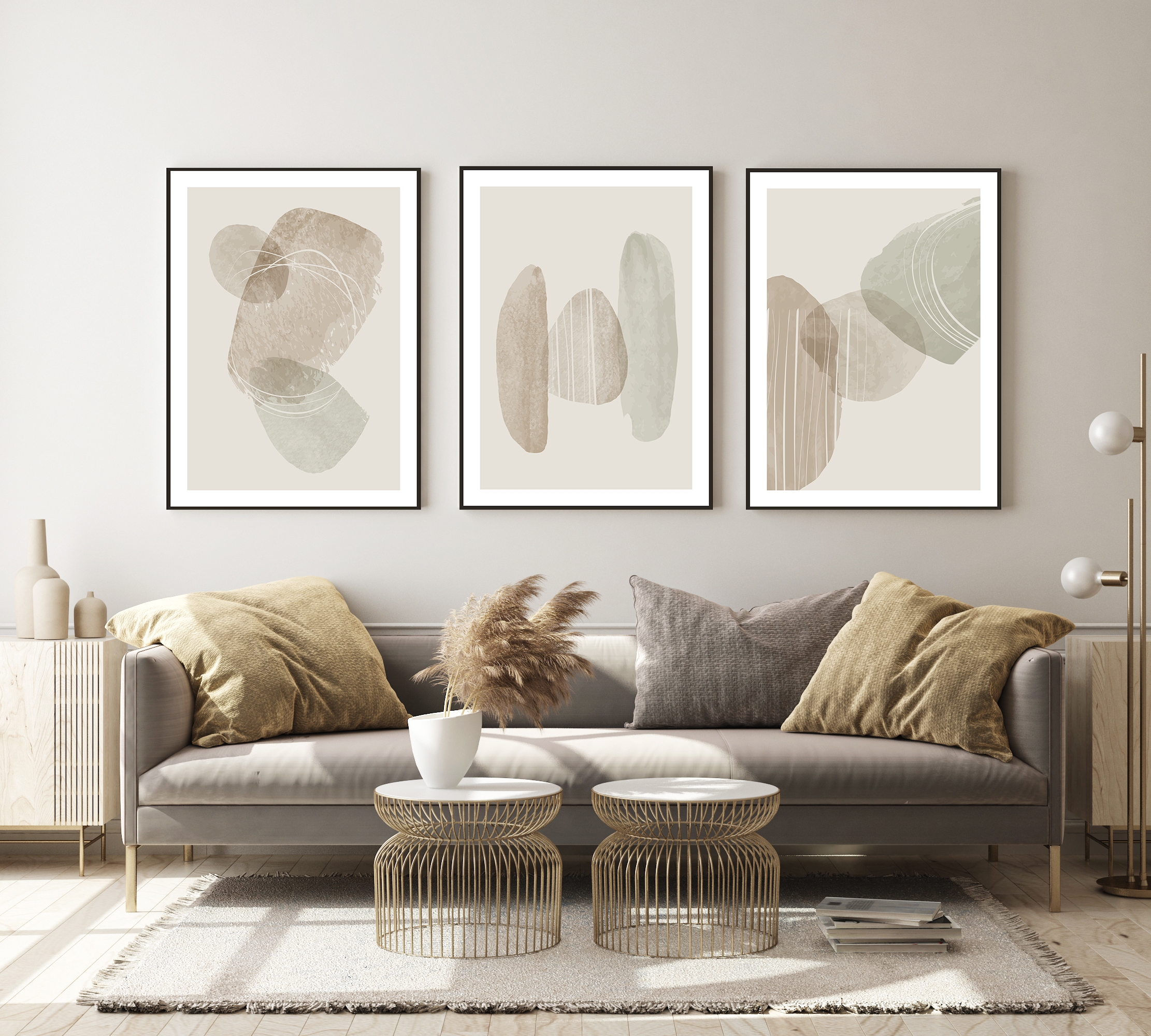 Affischer - Modern konst / Mönster # 10 / Set med 3