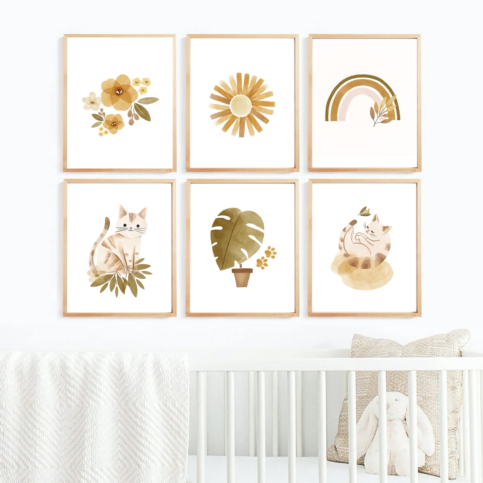 Affischer - Katter och Blommor / Set om 6