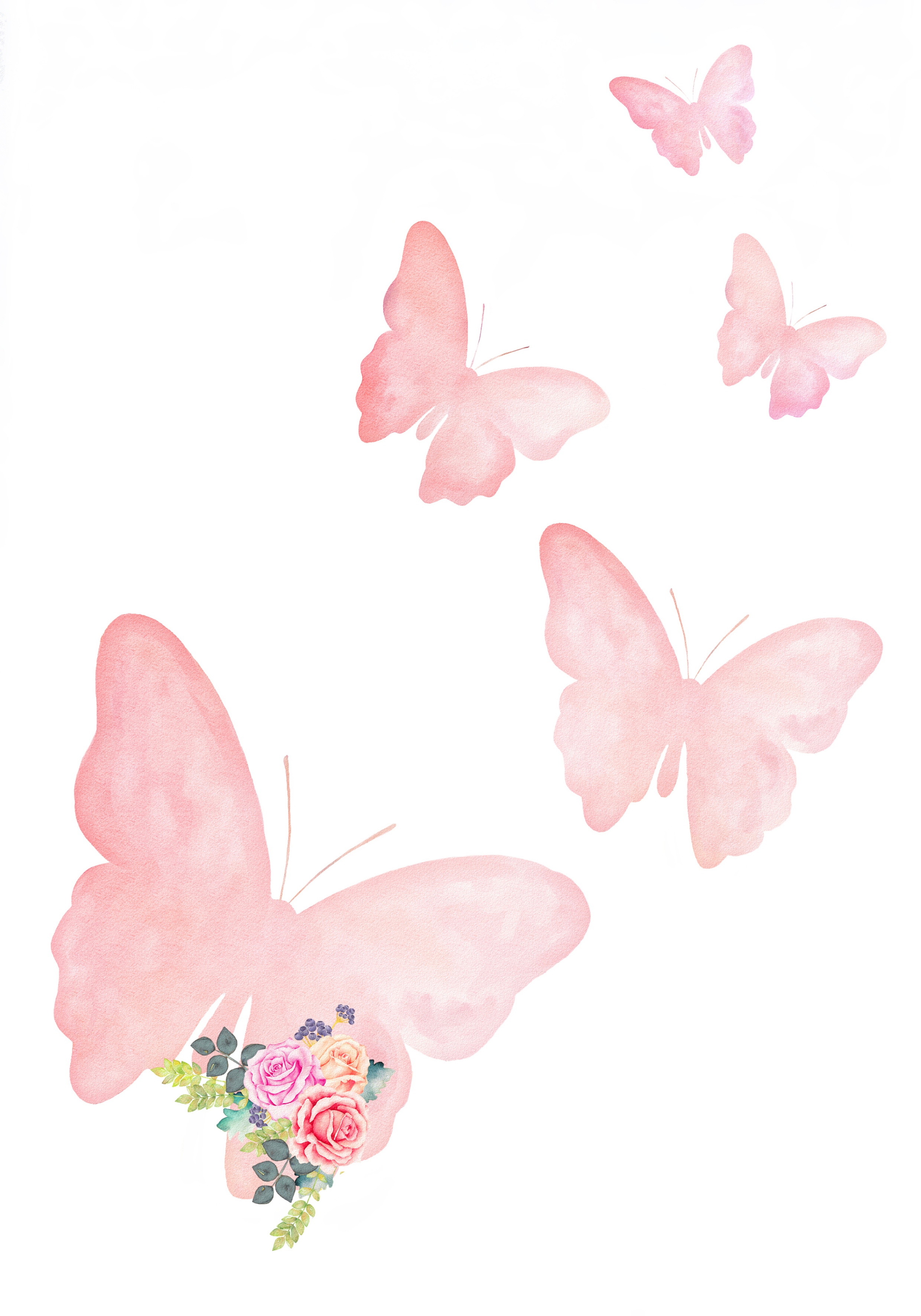 Affisch - Fjärilar / Rosa