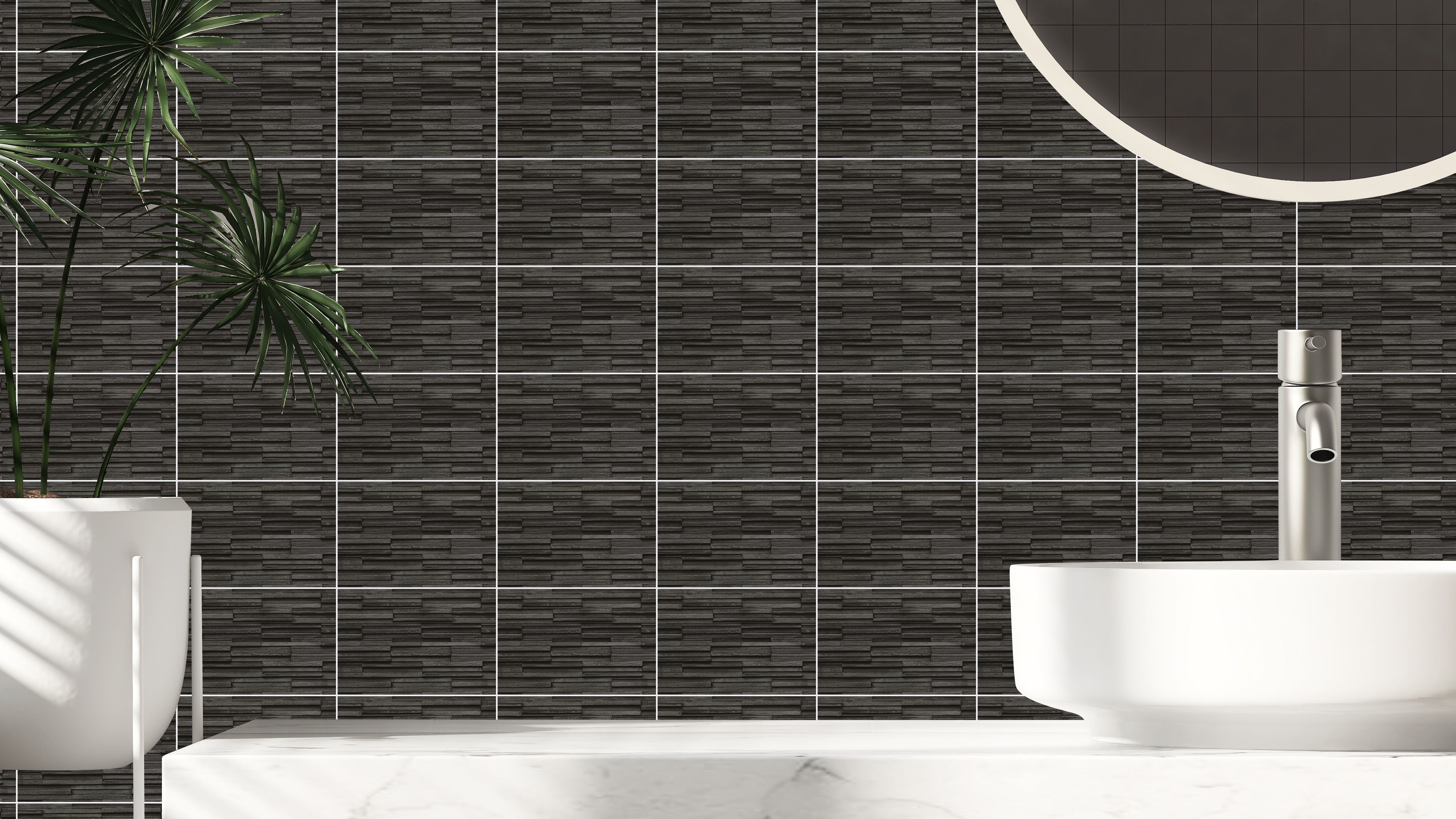 Kakelklistermärke -  Ljussvart / Rektangulär