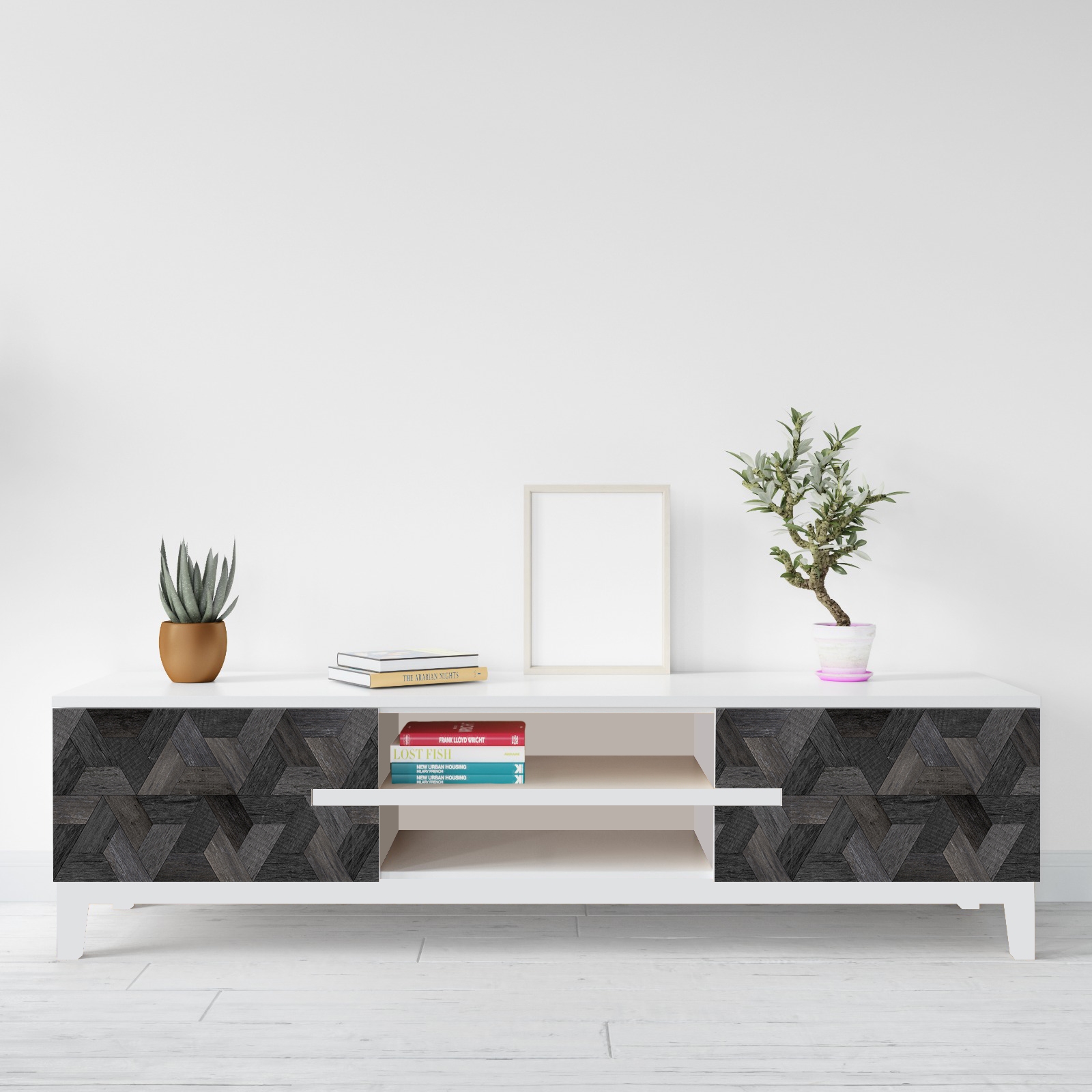 Dekorplast - Triangulärt mönster / Grå / Skala och sticka
