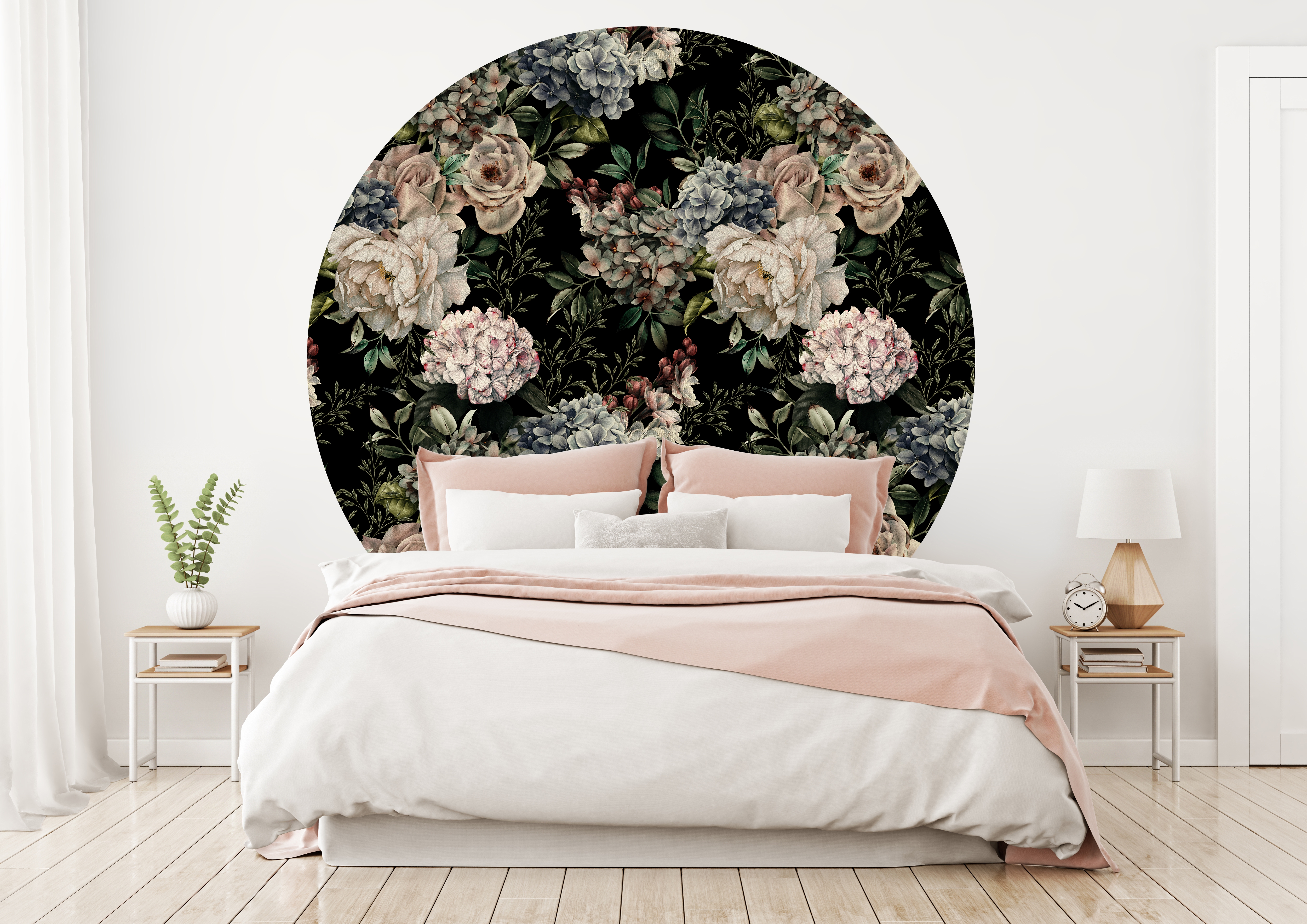 Väggklistermärken - Flerfärgade blommor / Bleka / Cirkel