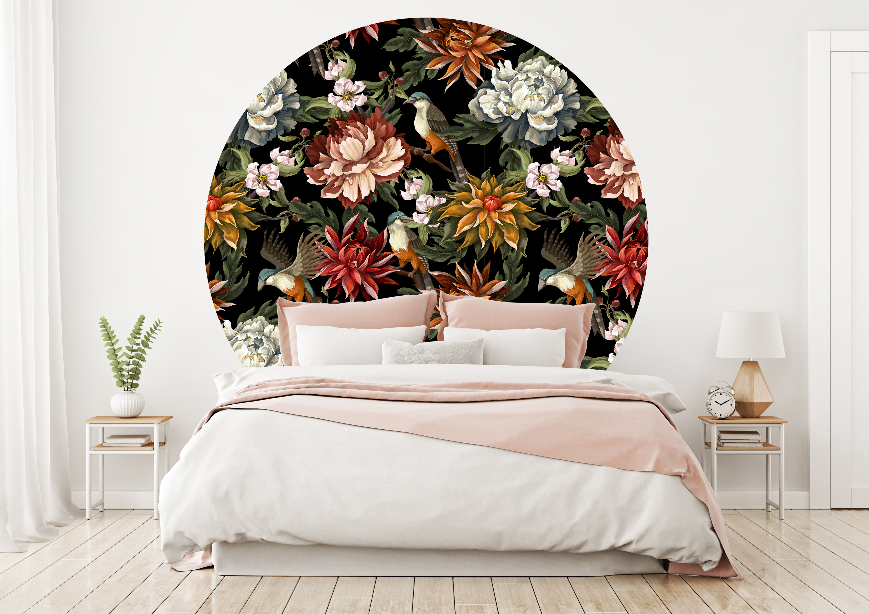 Väggklistermärken - Flerfärgad blommönster / Cirkel