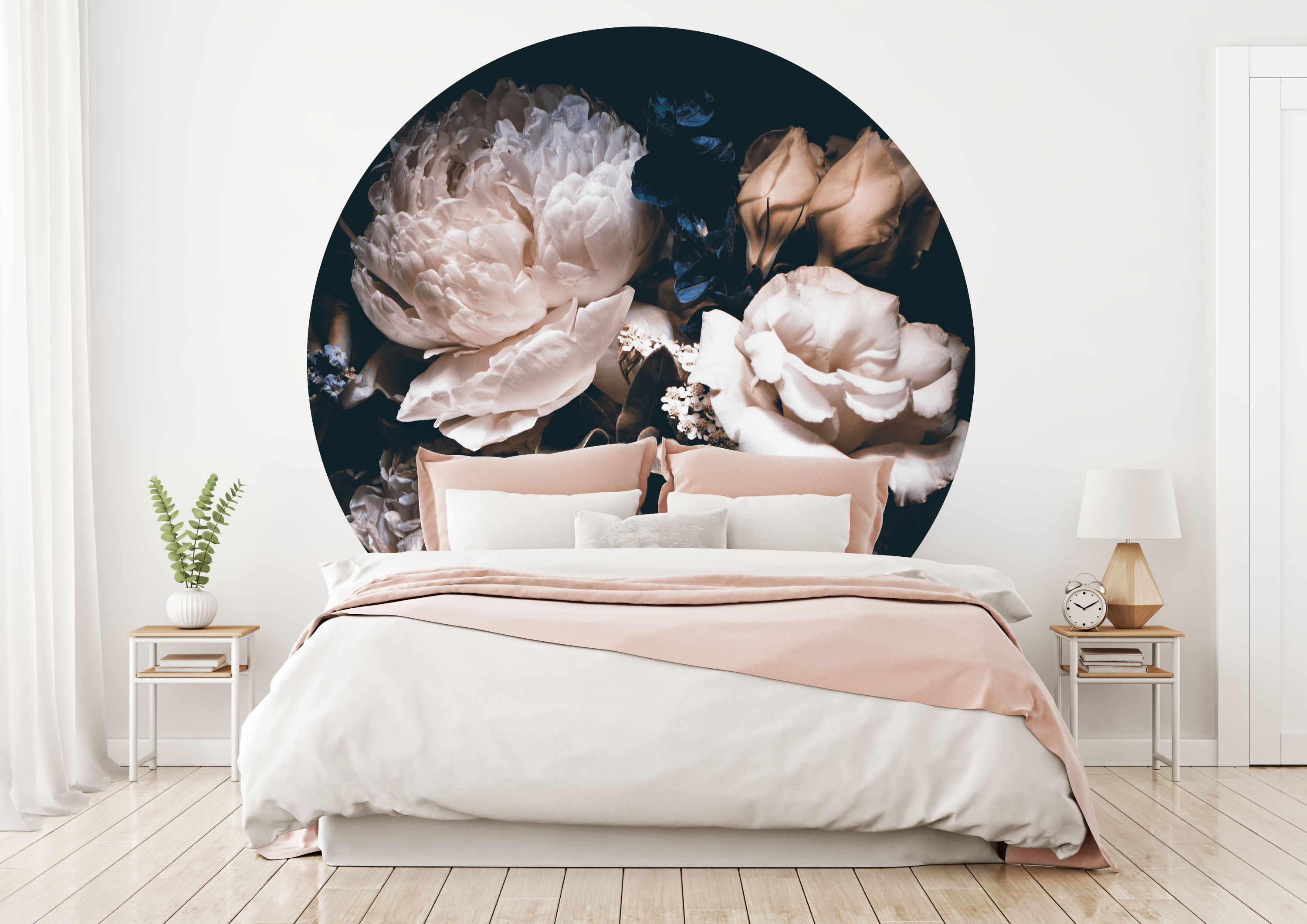 Väggklistermärken - Rosa och Blå Blommor / Cirkel