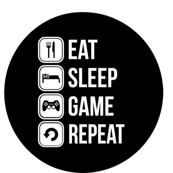 Väggdekal - Eat Sleep Game Repeat / Runda