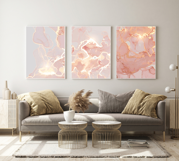 Posters -   Rosa väggmönster  / Set med 3