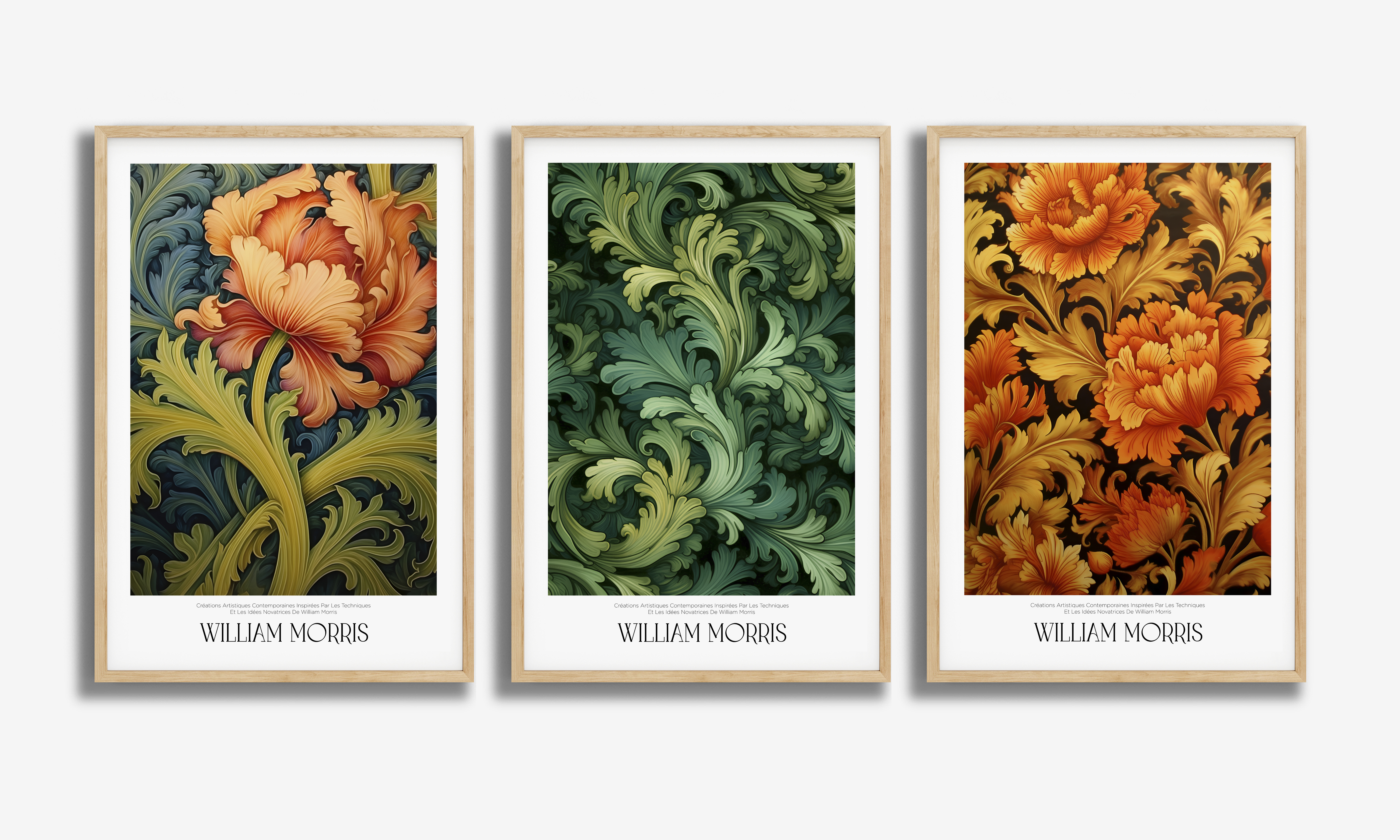 William Morris Blomster Affisch - Set om 3