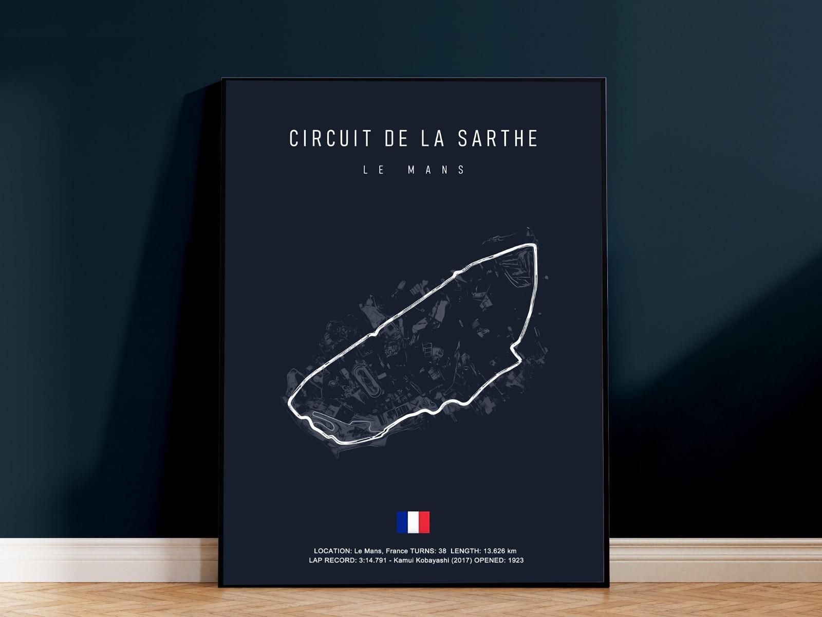 Affisch – Racingarv: Den ikoniska Circuit de la Sarthe vid Le Mans