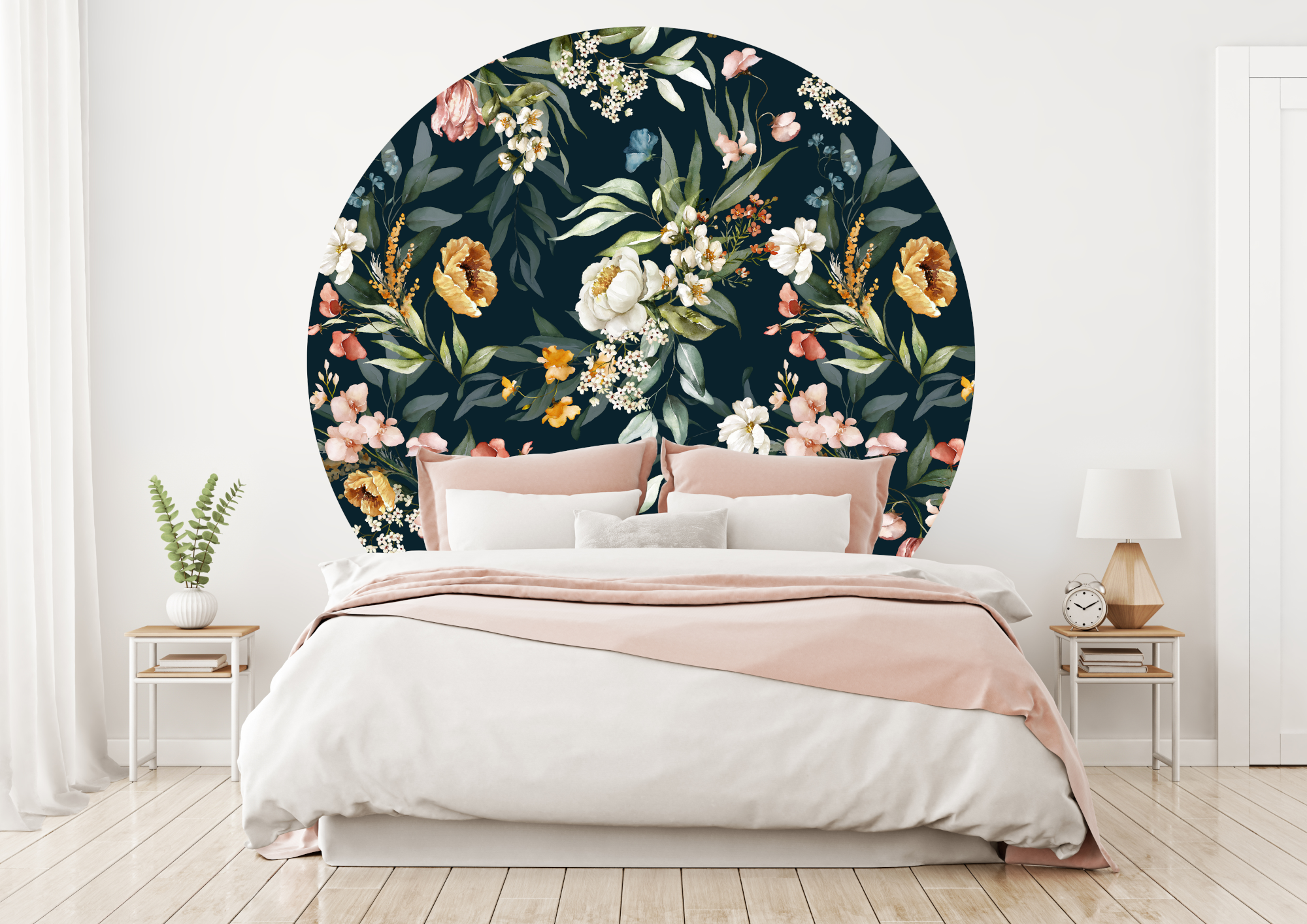 Väggklistermärken - Flerfärgad blommönster / Cirkel