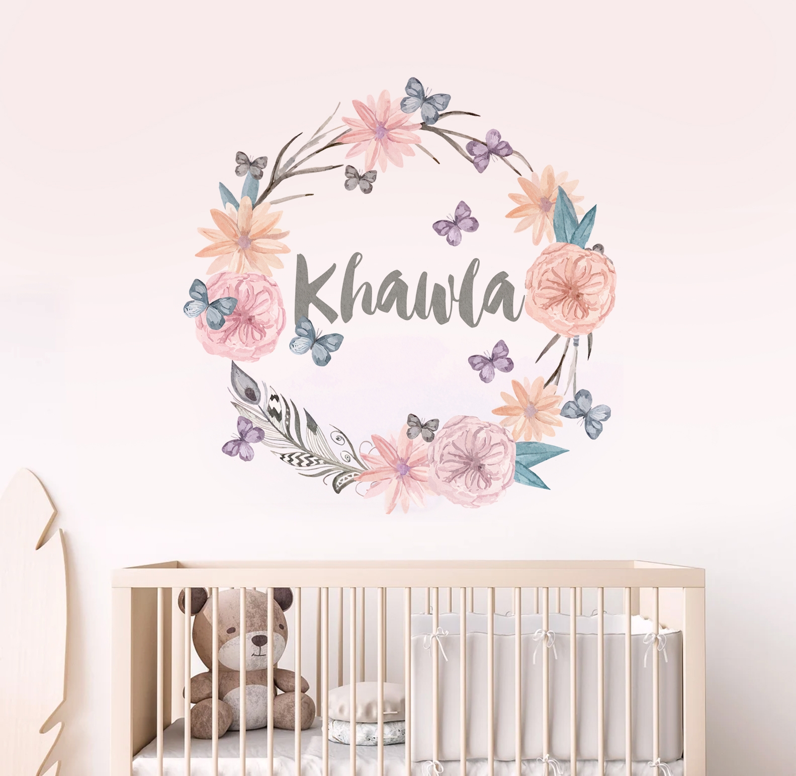 Väggklistermärken - Fjärilar och blommor / Personlig