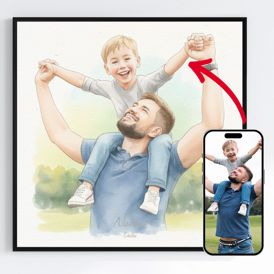 Personlig Poster - Akvarellporträtt - Kvadratisk AI Poster