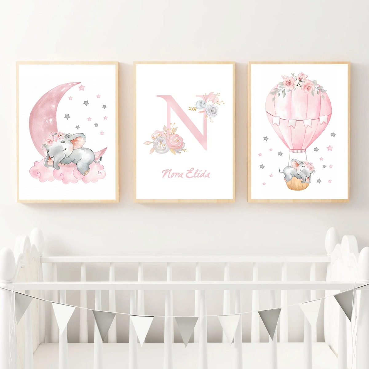 Affischer - Baby elefant / Personlig / Set om 3