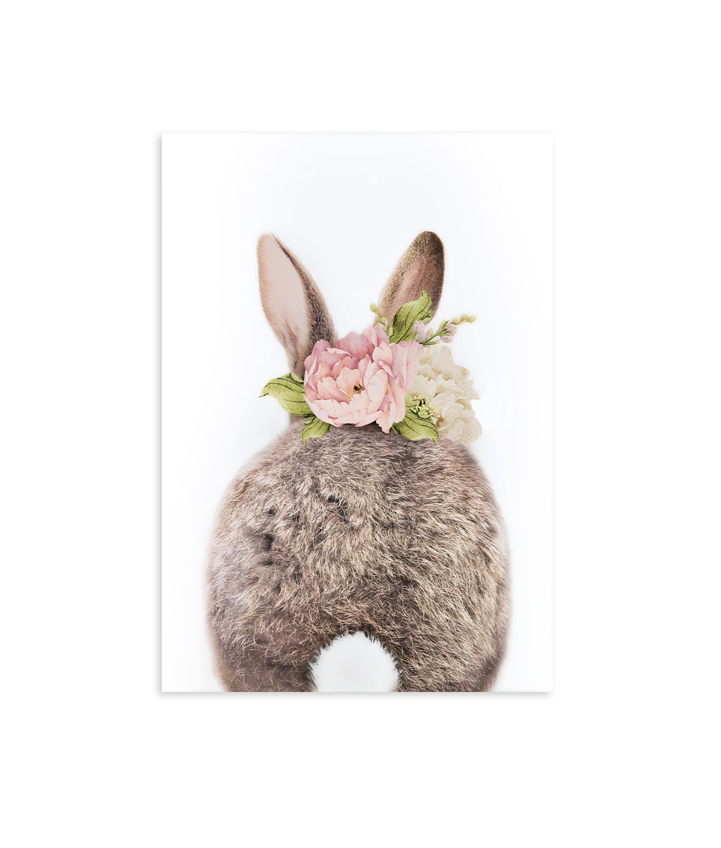 Affisch - Kanin med blommor / Baksida