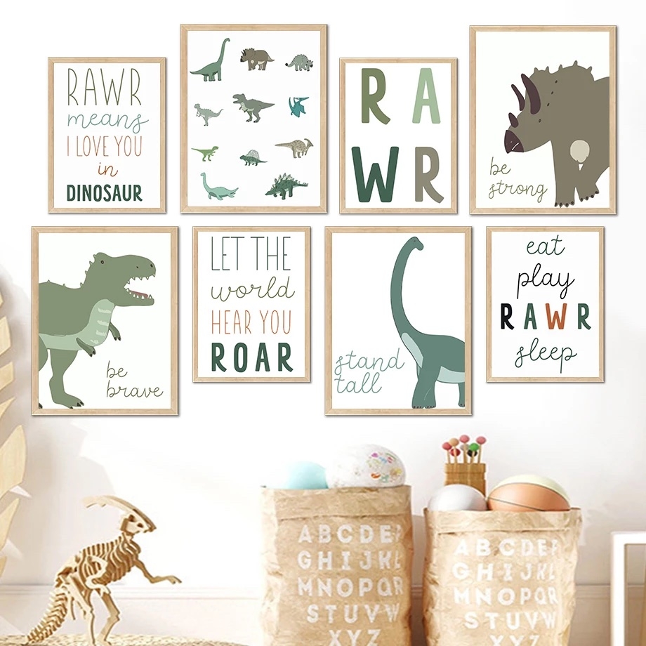 Posters - Dinosaurier / Set om 8