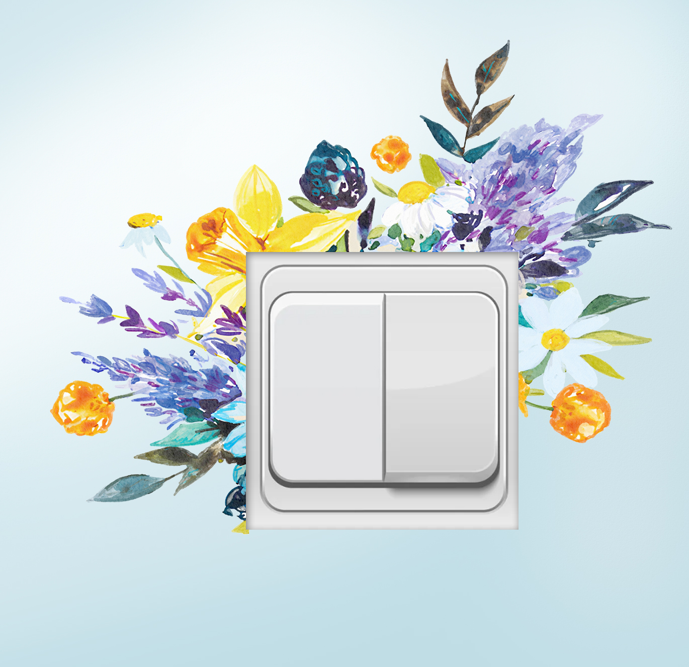 Switch-dekal -Gula och blå blommor