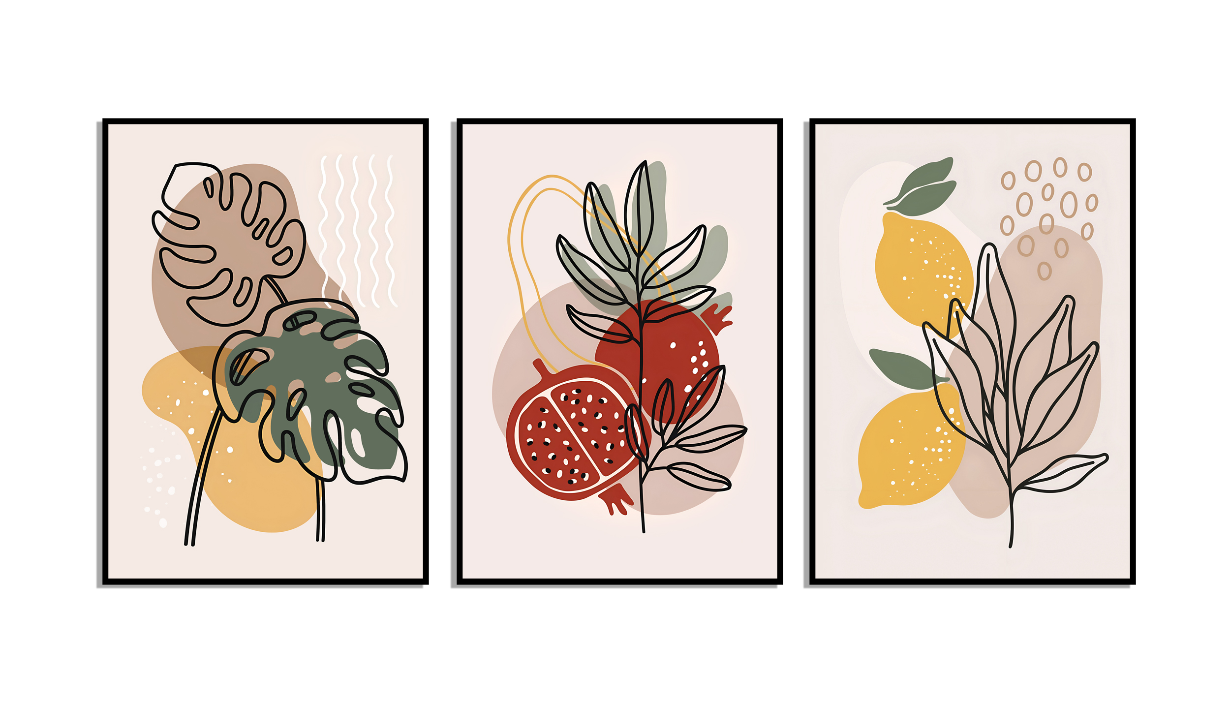 Posters - Granatäpple och citron / Set med 3