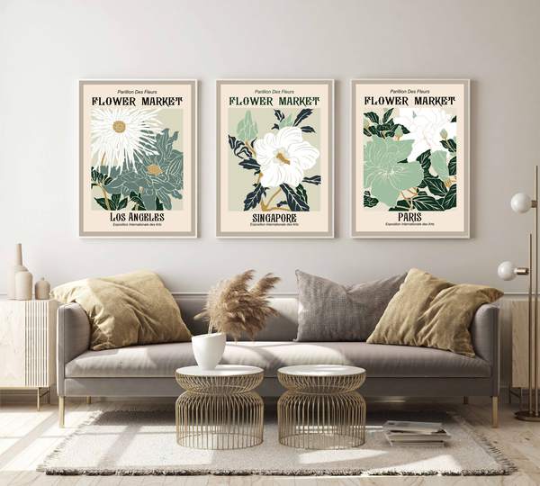 Posters - Flower market / 02 / Set med 3