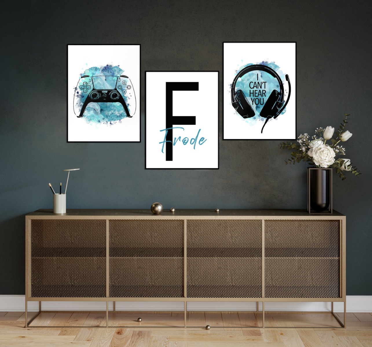 Posters – PS5-kontroll och headset / Personlig / Set om 3