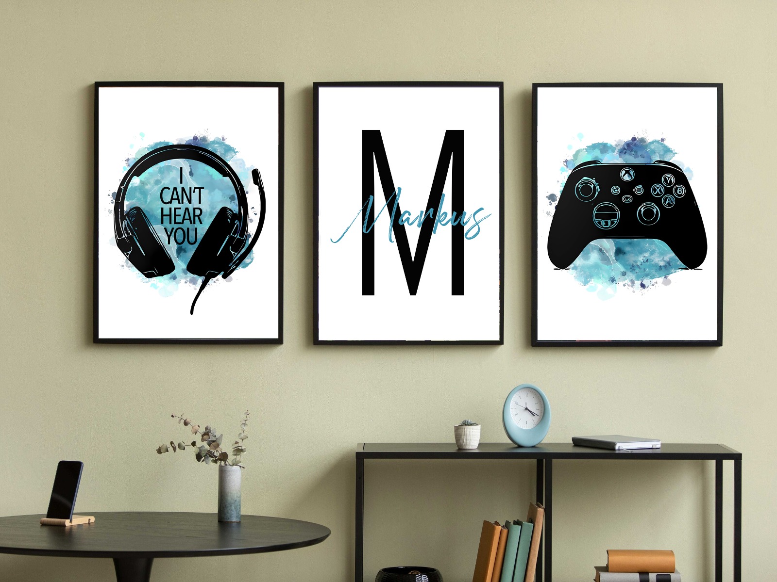 Posters – XBOX-kontroll och headset / Personlig / Set om 3