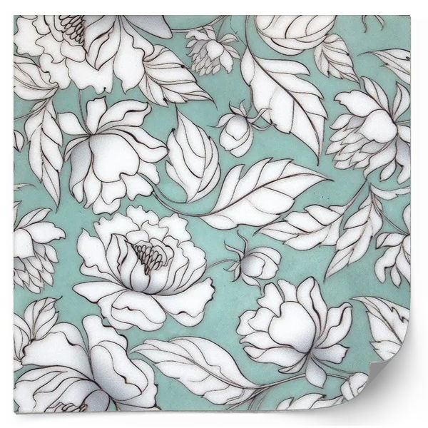 Kakelklistermärke - Vita blad och blommor / 24 st