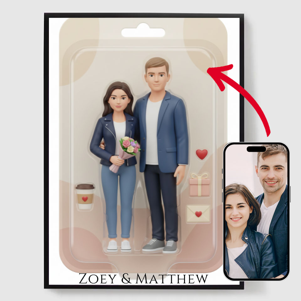 Personlig Poster - Alla hjärtans dag Par Actionfigur - AI Poster