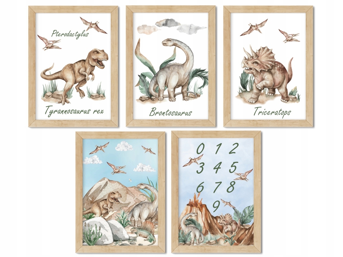 Affisch - Dinosaurier / Set om 5