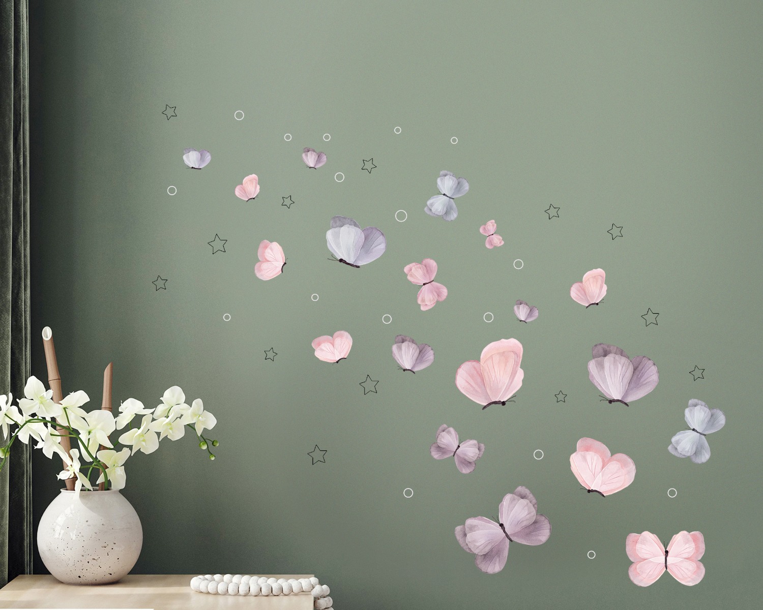 Väggdekal – Rosa, Mauve & Blå fjärilar