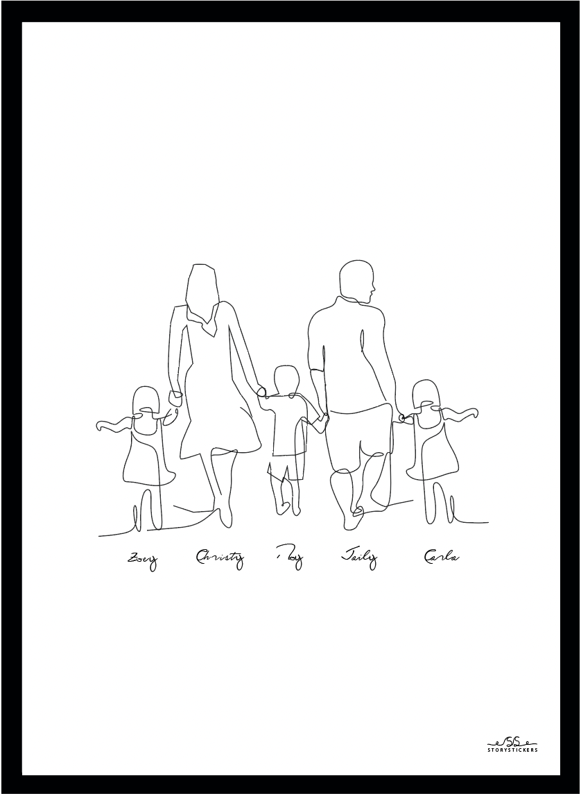 Poster – Familj / 3 barn / 2 döttrar och son / Personlig