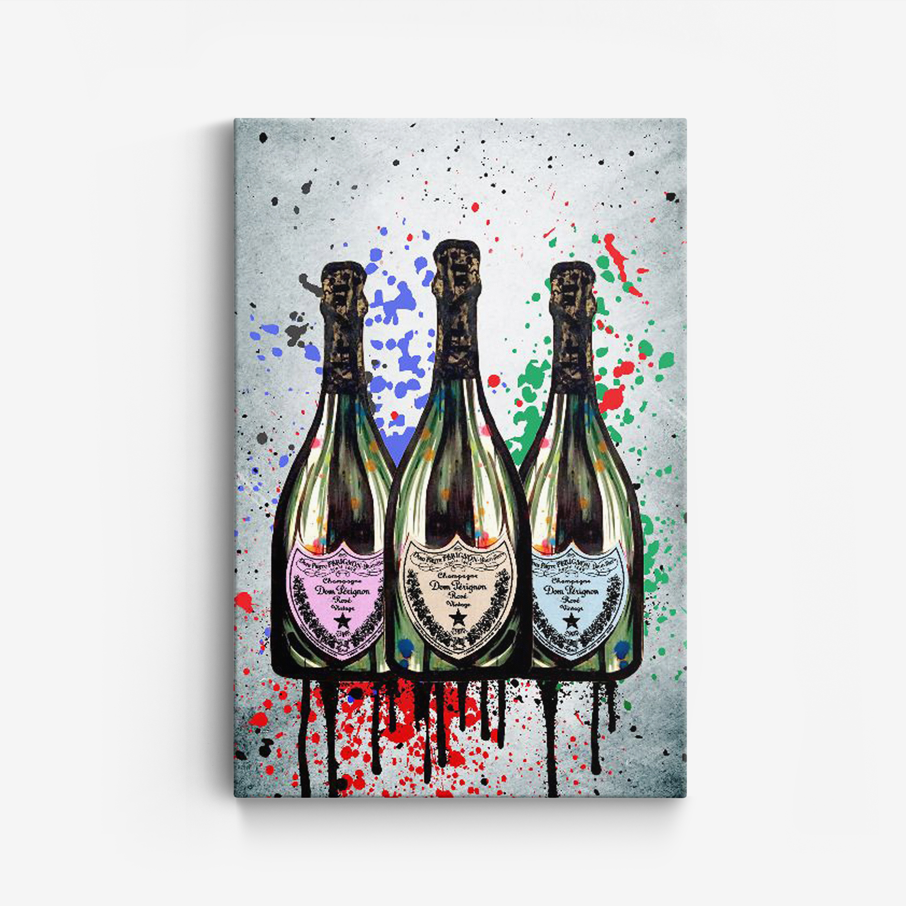 Canvas - Färgglada champagneflaskor