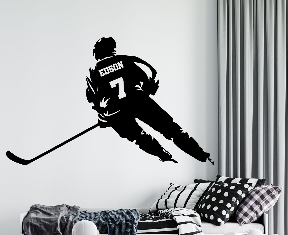 Väggdekal - Ishockeyspelare / Personlig / Anpassad text