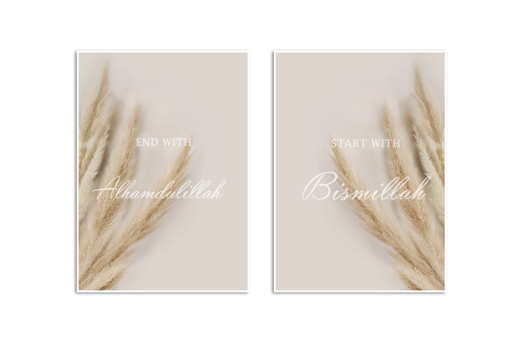 Affischer - Islamic Bismillah Grass Beige Boho / Set med 2