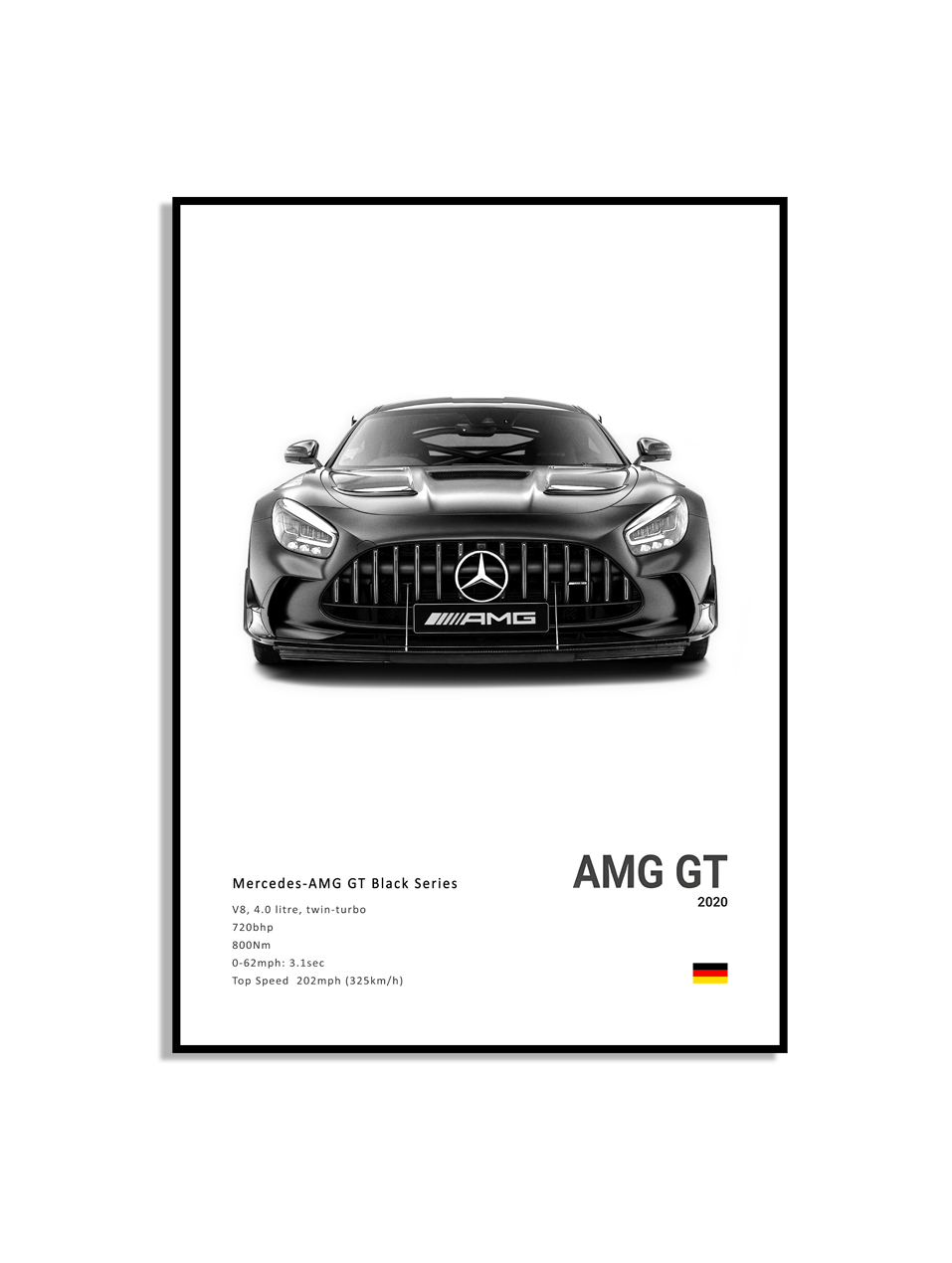 Affisch – Lyxig svartvit sportbil / AMG GT 2020 / Vit