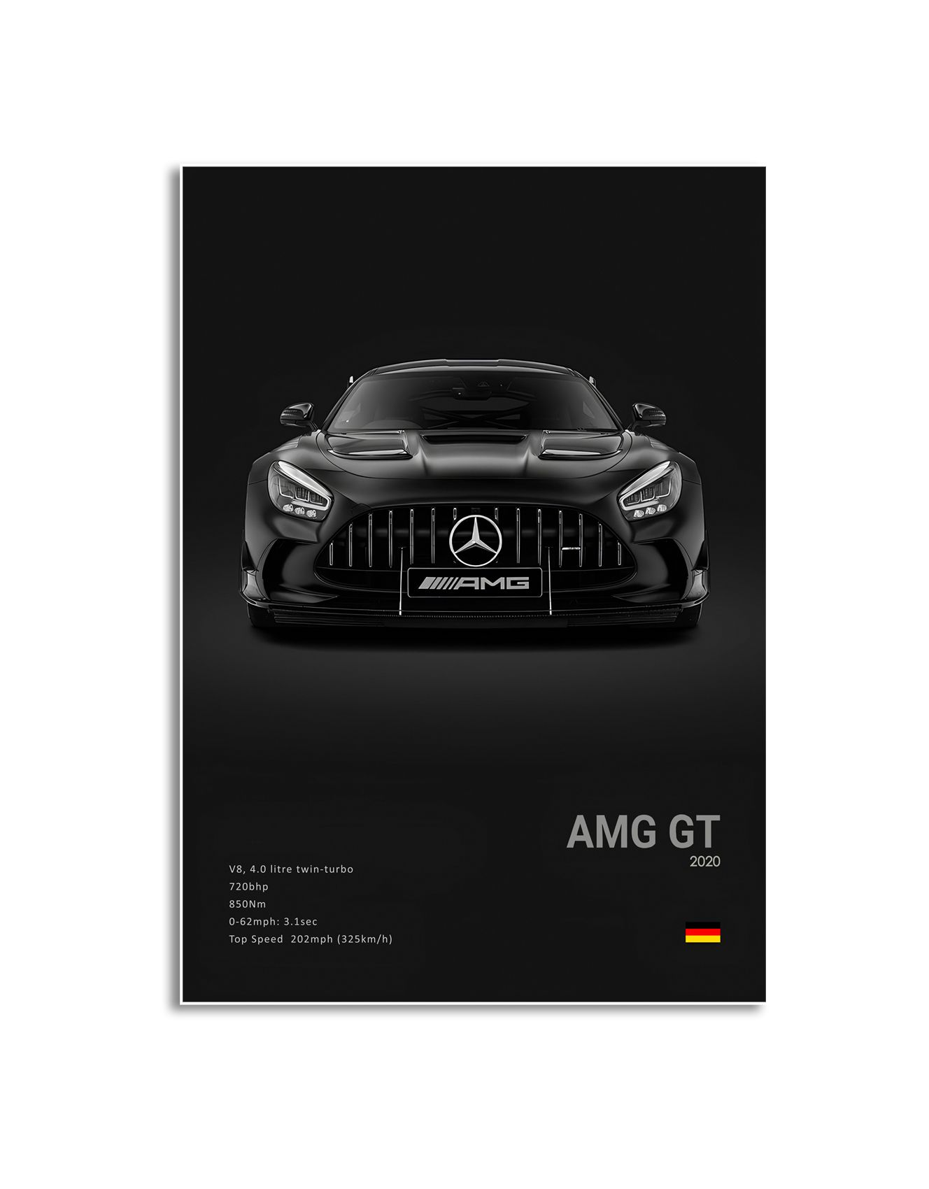 Affisch – Lyxig svartvit sportbil / AMG GT 2020 / Svart