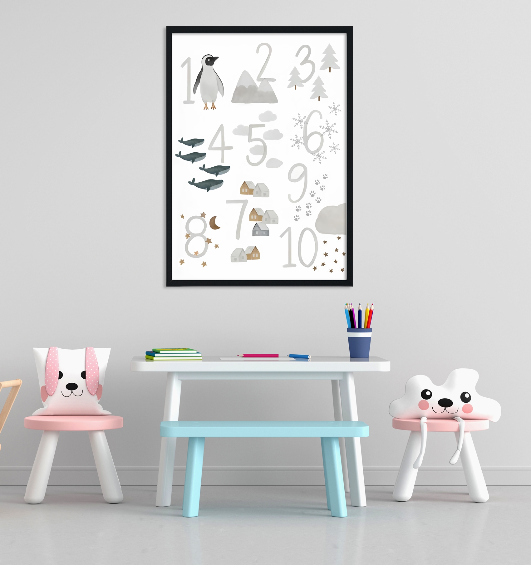 Poster - Djur i snön / siffror