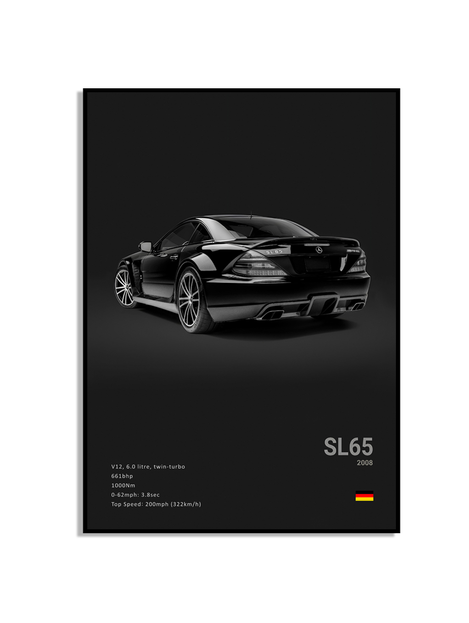 Affisch – Lyxig svartvit sportbil / SL 65 2008 / Svart